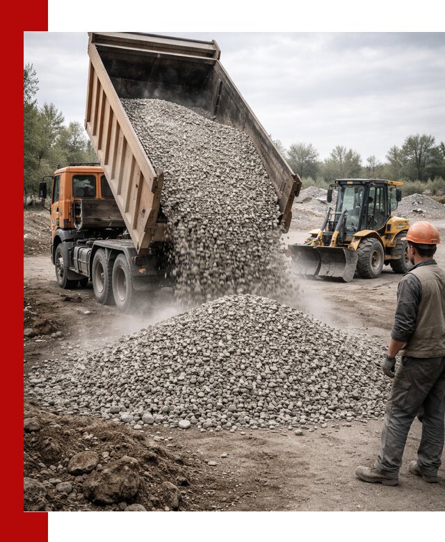 Доставка щебня в Железногорске крупными и мелкими фракциями