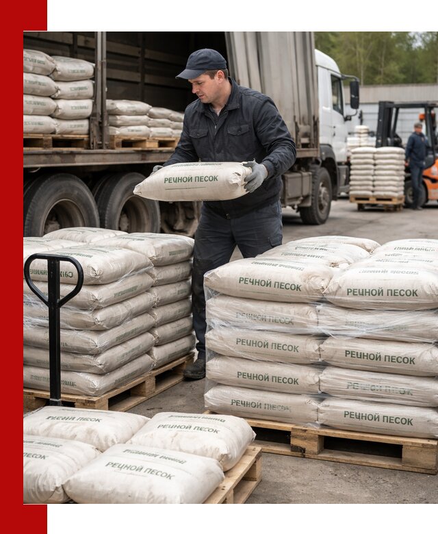 Речной песок в мешках с доставкой в Железногорске