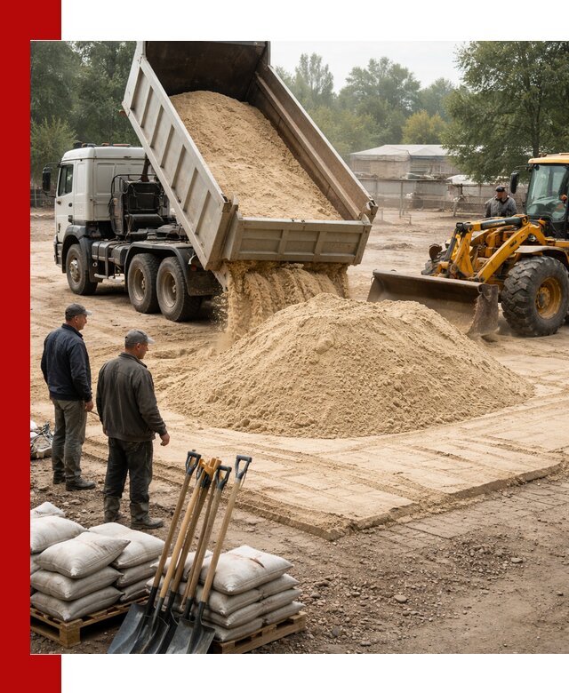 Доставка мытого песка в Железногорске с самосвалами по выгодной цене