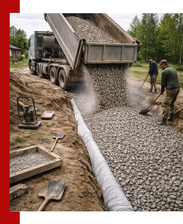 Гравий для дренажа с доставкой в Железногорске качественный и недорогой