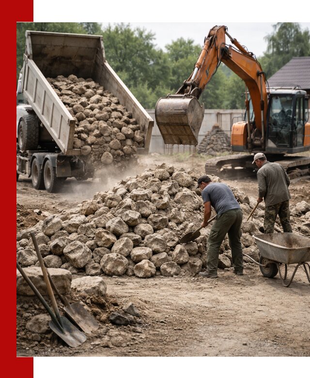 Доставка и разгрузка бутового камня в Железногорске