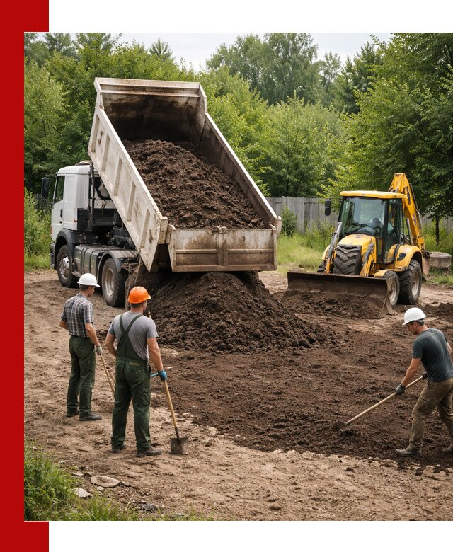 Доставка и укладка грунта для выравнивания участка в Железногорске