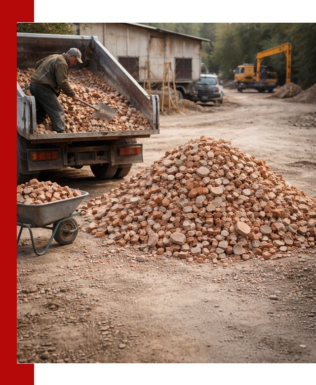 Доставка и подушка из боя кирпича с разгрузкой в Железногорске