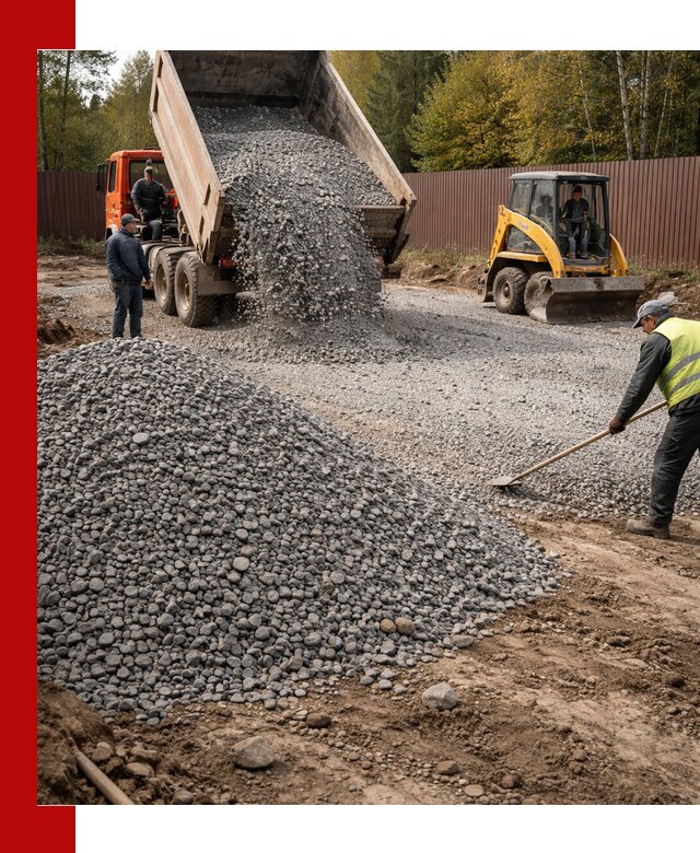 Отсыпка участка щебнем с доставкой и уплотнением в Железногорске